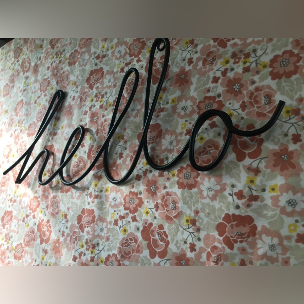Hello sign black metal like new excellent home decor